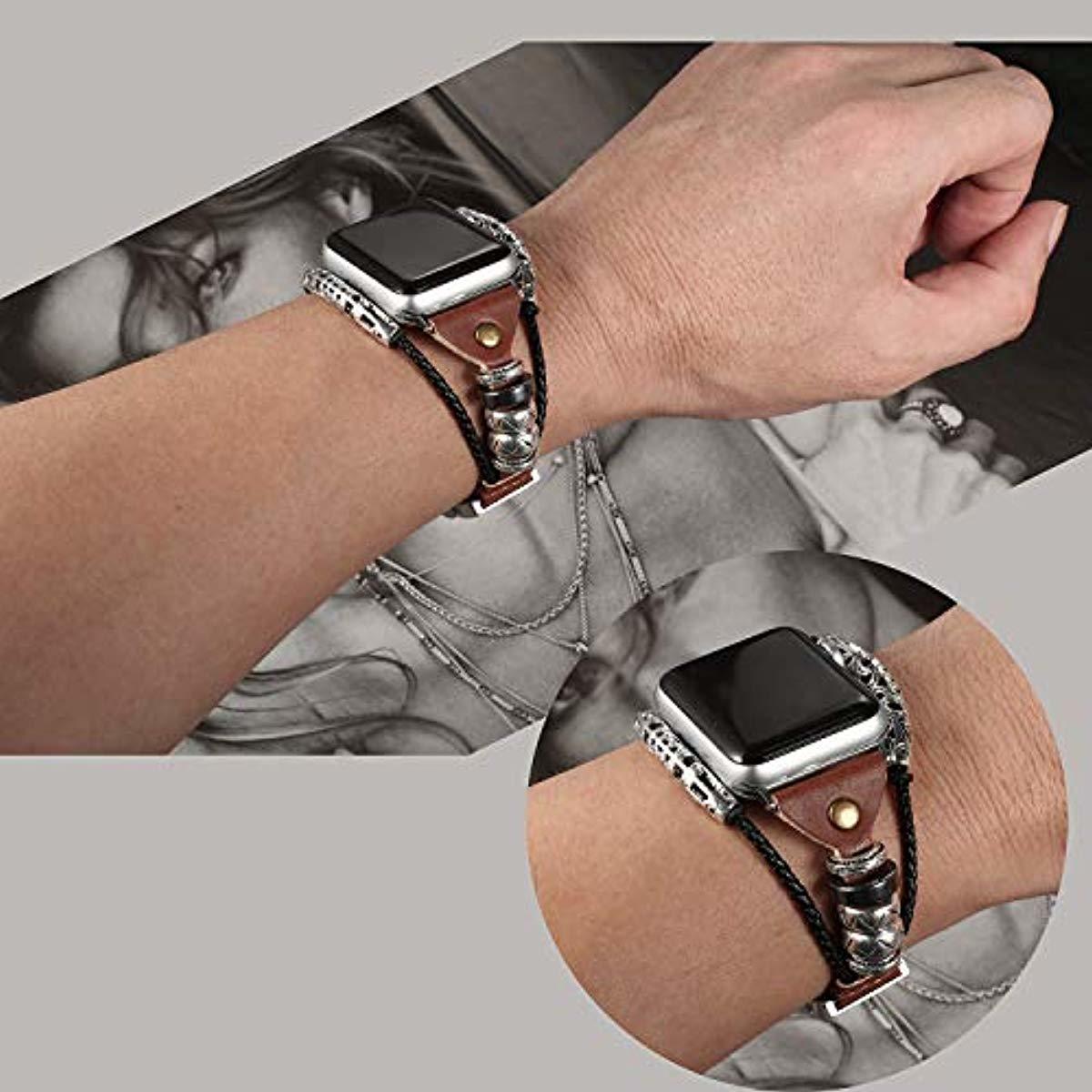 Leather Bands Compatible Apple Watch Band Series 4 And 5 44mm Series 321 42mm Double Twist 