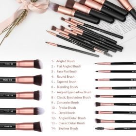 BS-MALL Makeup Brushes Premium Synthetic Foundation Powder Concealers Eye Shadows Makeup 14 Pcs Brush Set
